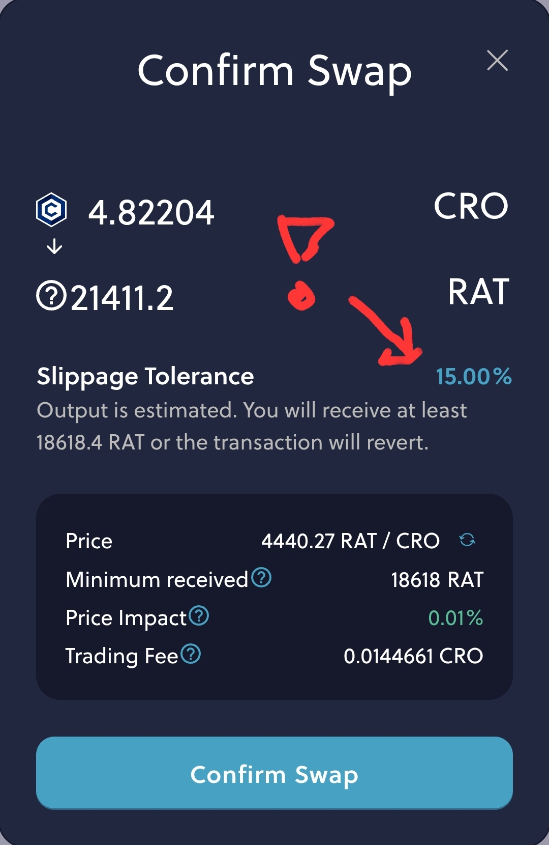 VVS - Confirm swap